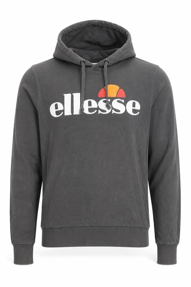 Ellesse Mens Grey Small Pullover Hoodie 100% Cotton Casual Logo Style