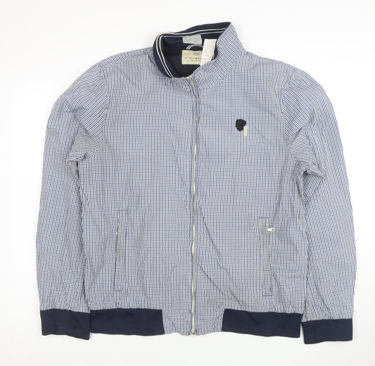 Scotch & Soda Men's Blue Check Cotton Bomber Jacket XL