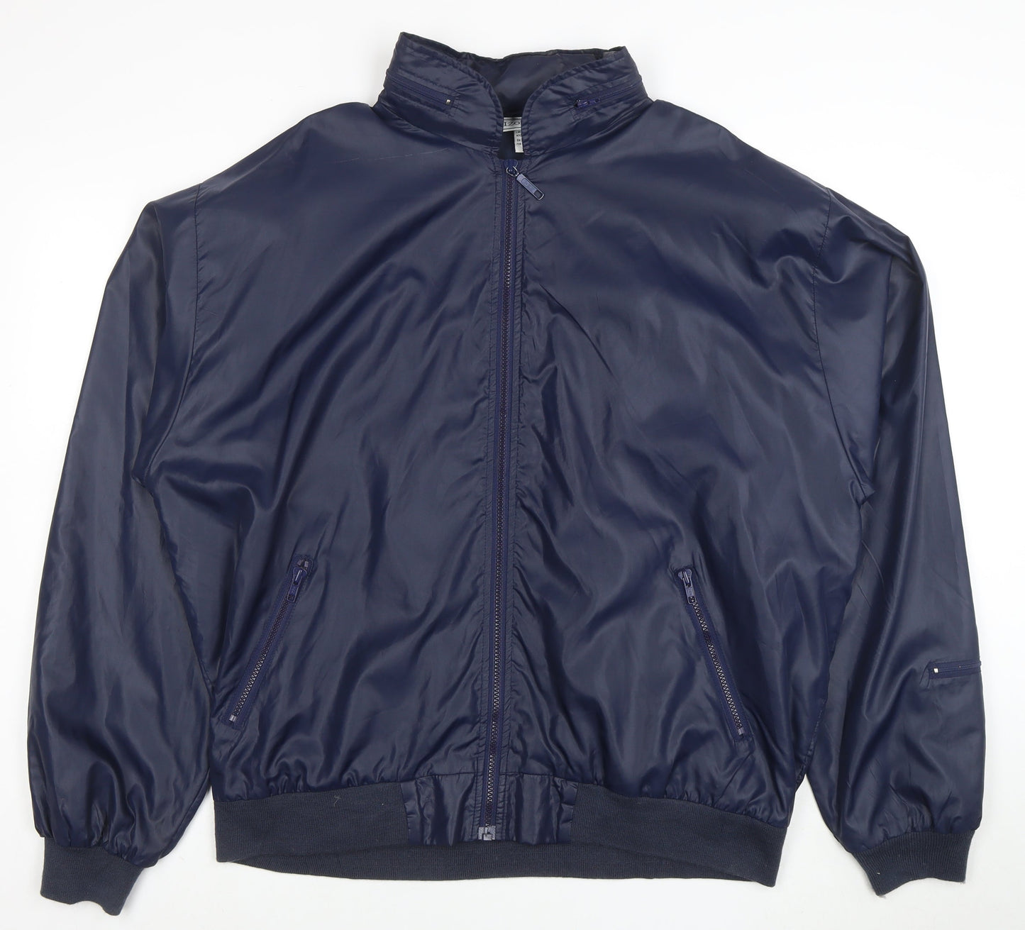 Izod Club Men’s Blue XL Bomber Security Jacket Zip Pockets Nylon