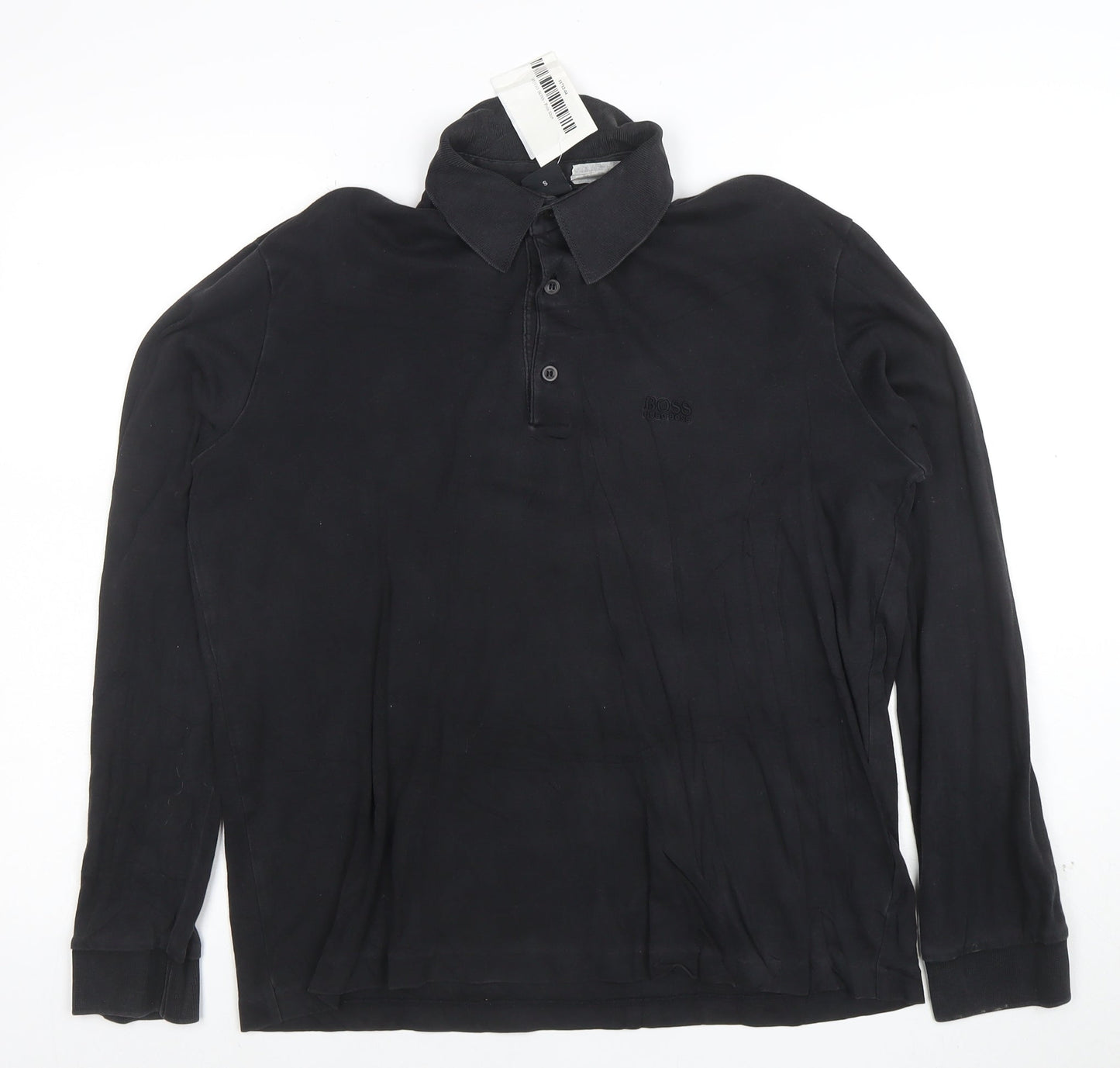 Hugo Boss Men's Black Long Sleeve Cotton Polo Shirt Size S