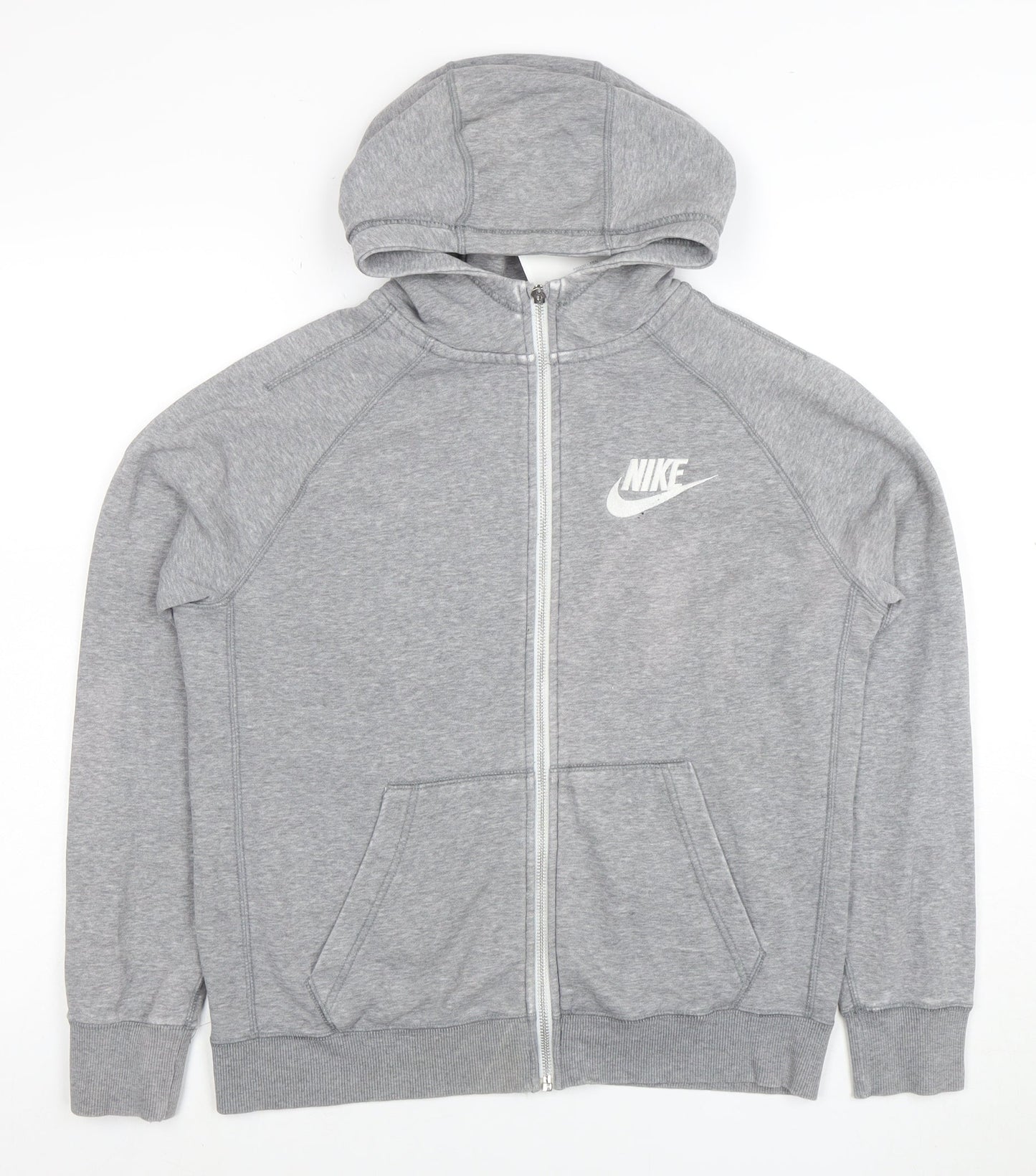 Nike Women Grey Full Zip Hoodie XL Cotton Blend Lined Sportswear