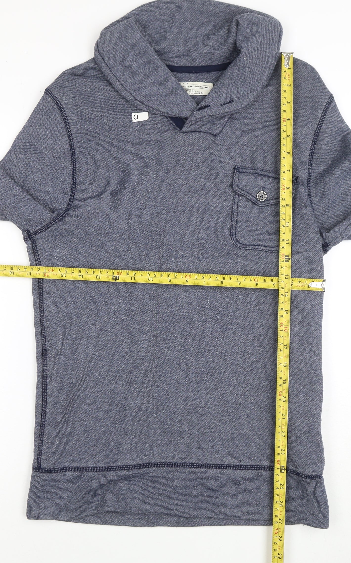 Levi's Men's Blue Henley Sweatshirt Size S Long Sleeve Cotton Blend