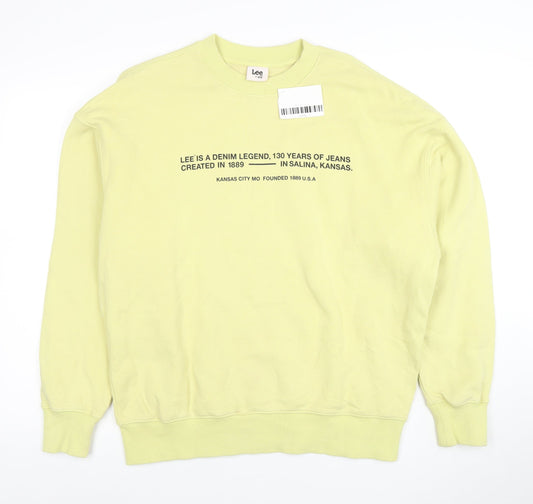 Lee x H&M Men's Yellow Cotton Graphic Logo Pullover Sweatshirt M