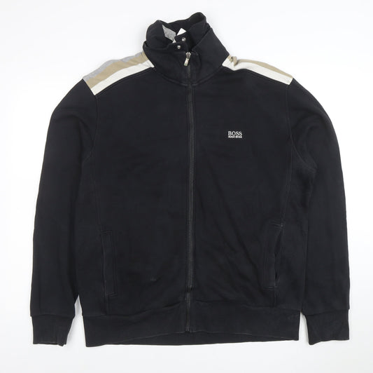 BOSS Mens 7XL Black Full Zip Sweatshirt High Neck Cotton Blend