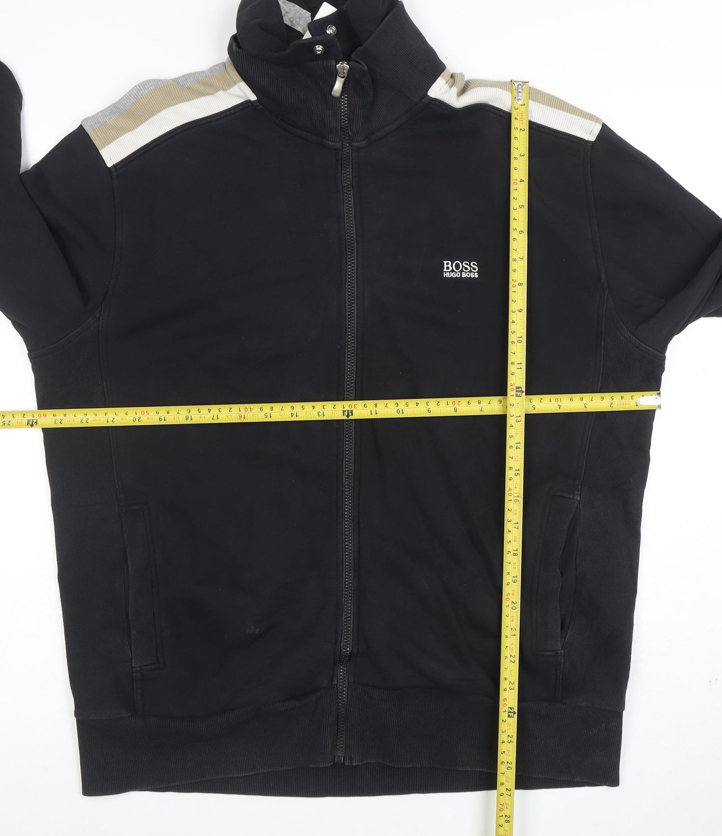 BOSS Mens 7XL Black Full Zip Sweatshirt High Neck Cotton Blend