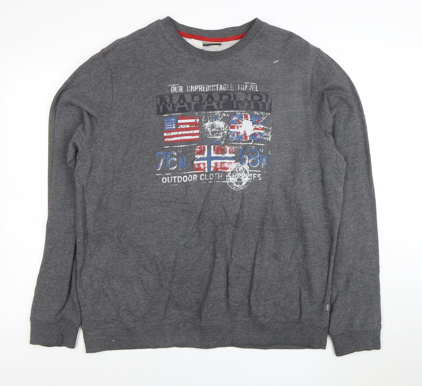 Napapijri Men’s Grey XXL Graphic Logo Crew Neck Sweatshirt