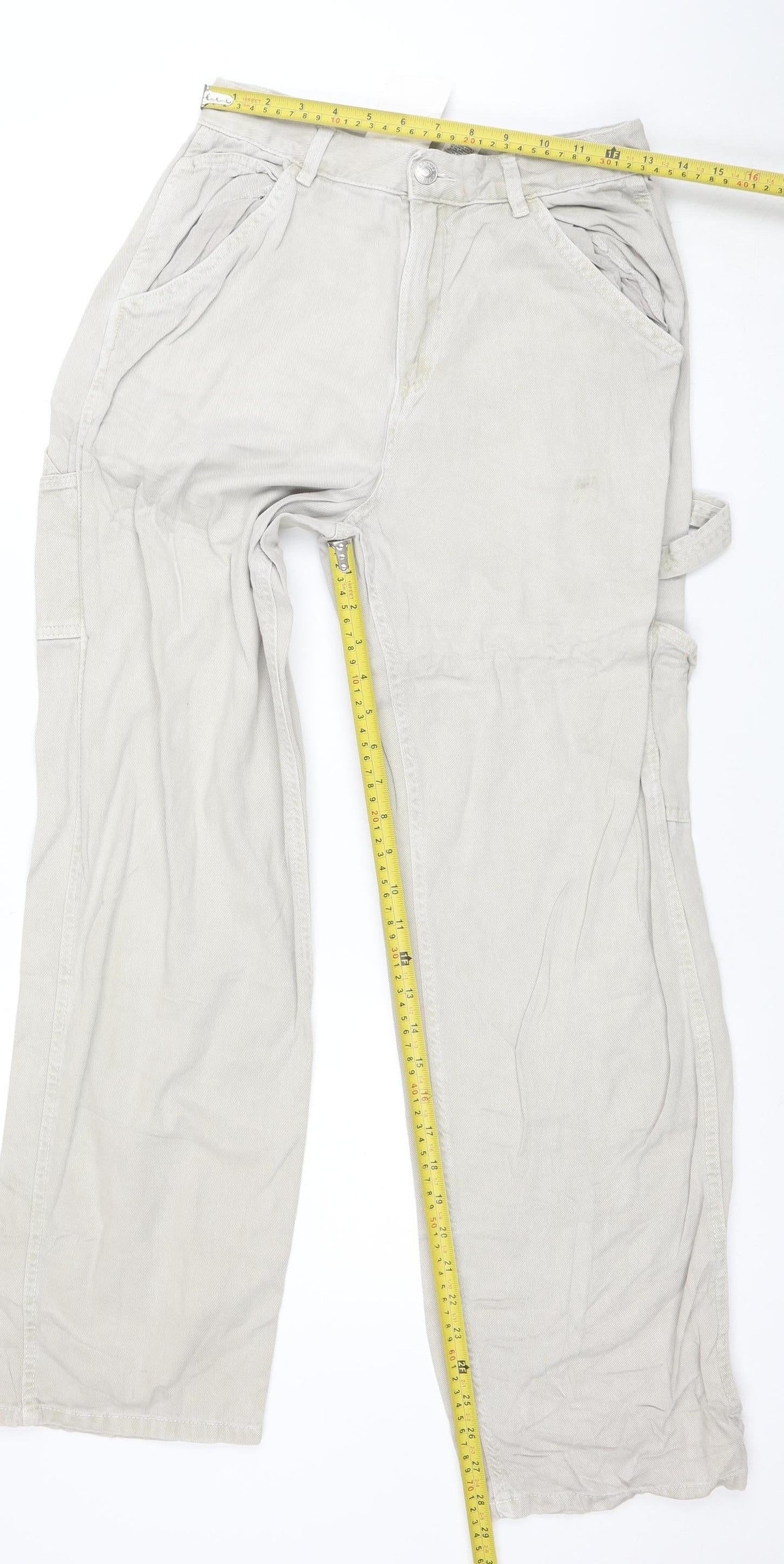 Garage Womens Beige Cargo Trousers Size 6 Cotton Straight Leg