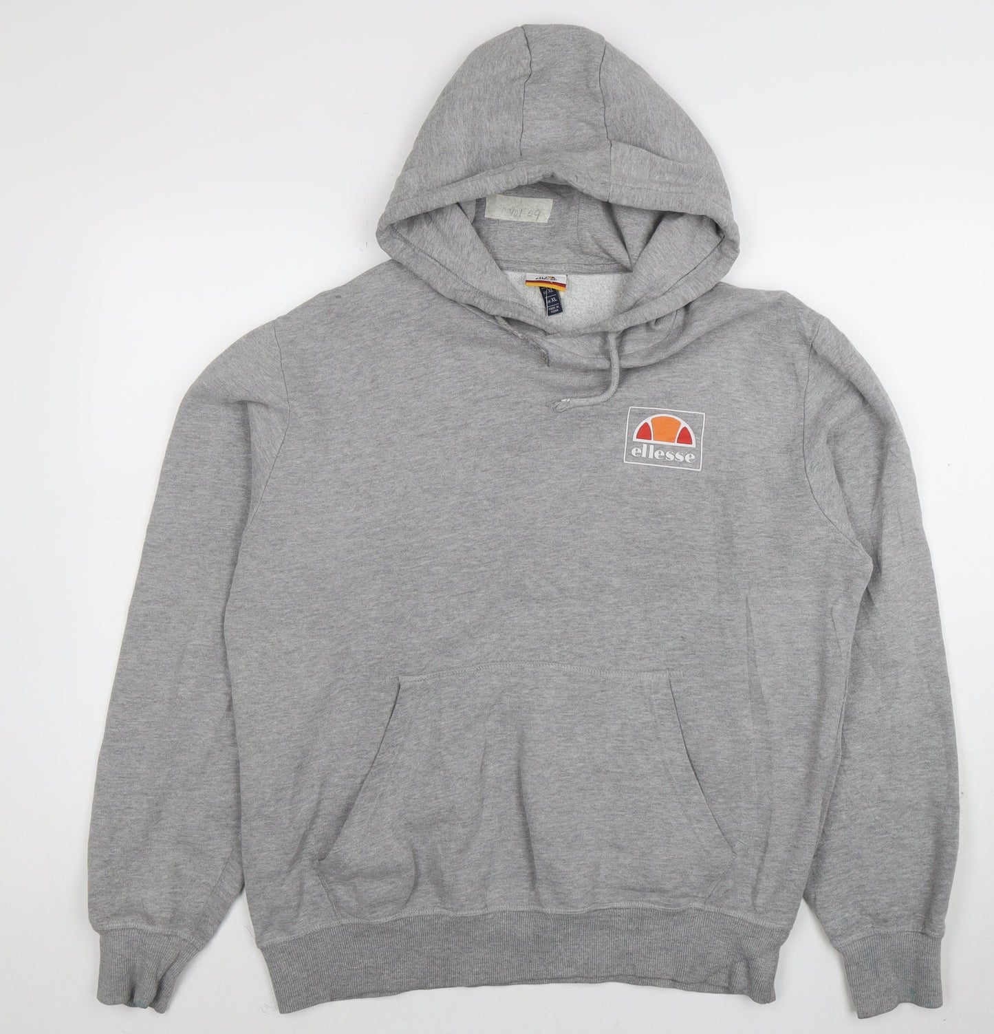 Ellesse Men’s Grey Pullover Hoodie XL Fleece Logo Sweatshirt