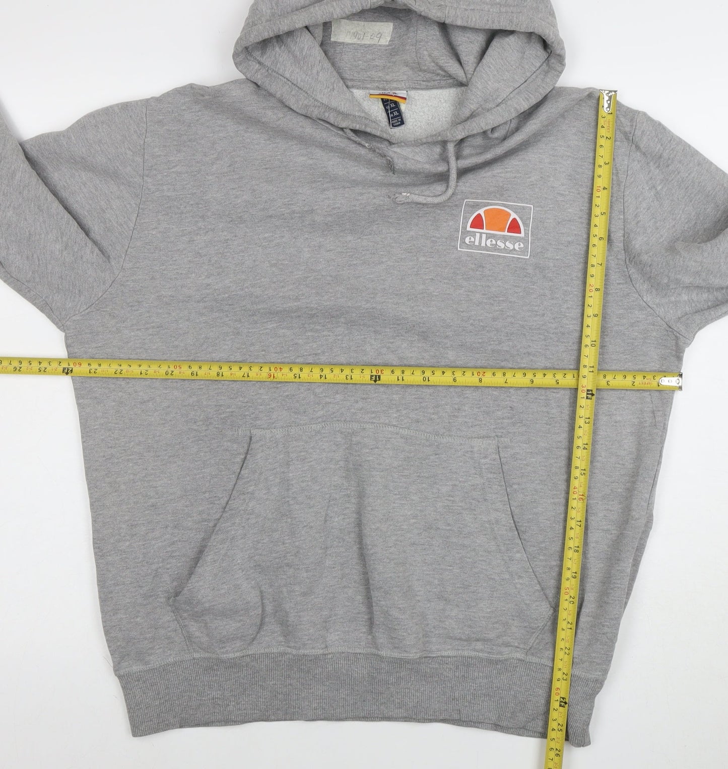 Ellesse Men’s Grey Pullover Hoodie XL Fleece Logo Sweatshirt