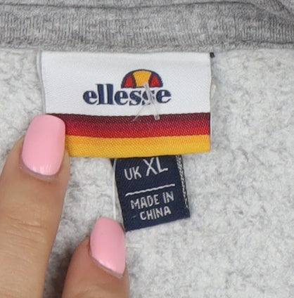 Ellesse Men’s Grey Pullover Hoodie XL Fleece Logo Sweatshirt