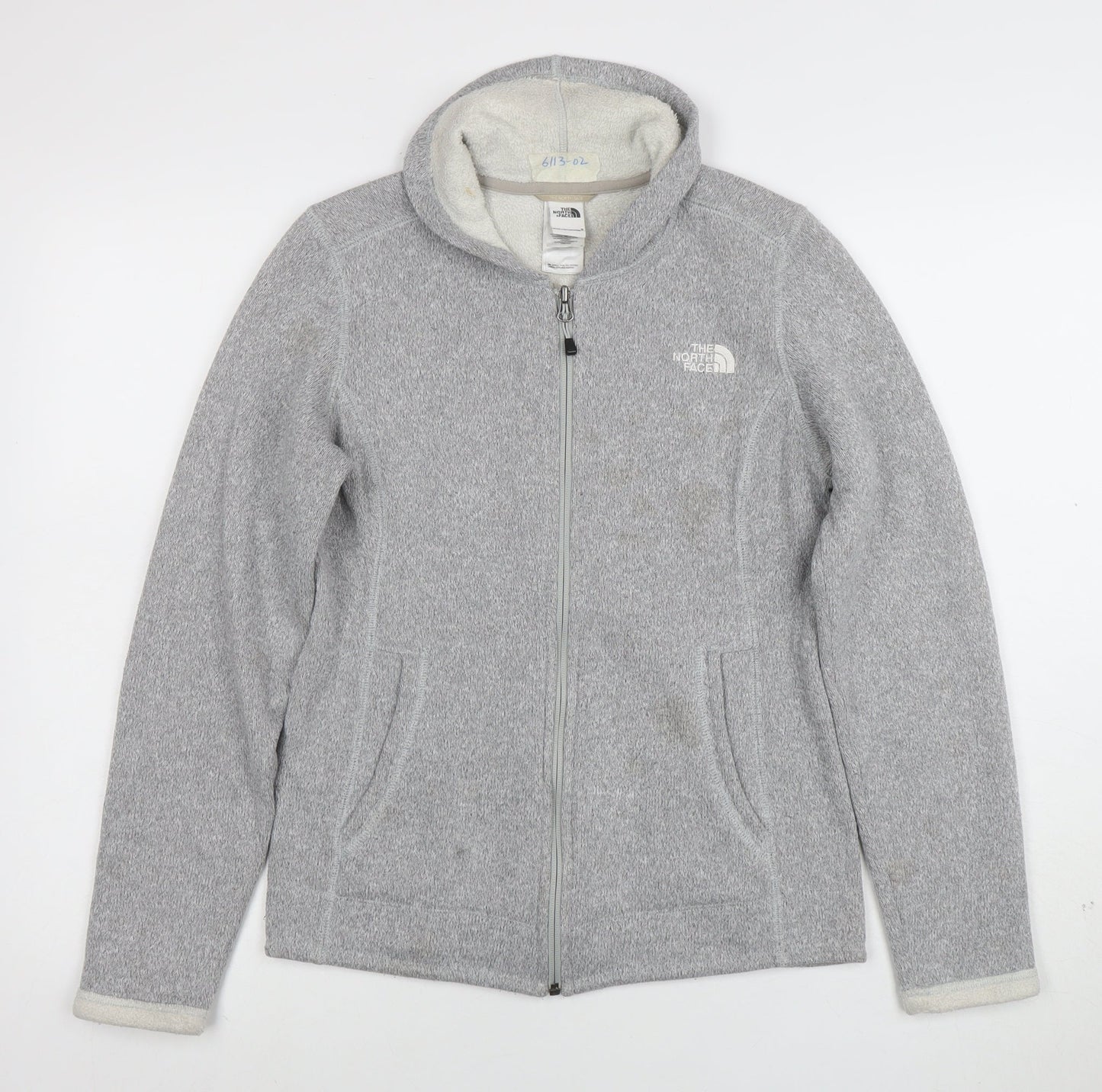 The North Face Women Grey Fleece Jacket Hooded Small