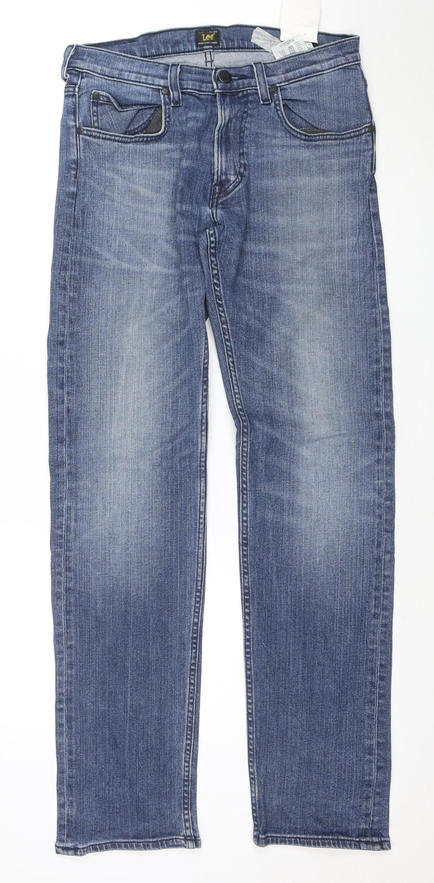 Lee Men's Blue Straight Leg Denim Jeans 29W 34L Regular Fit