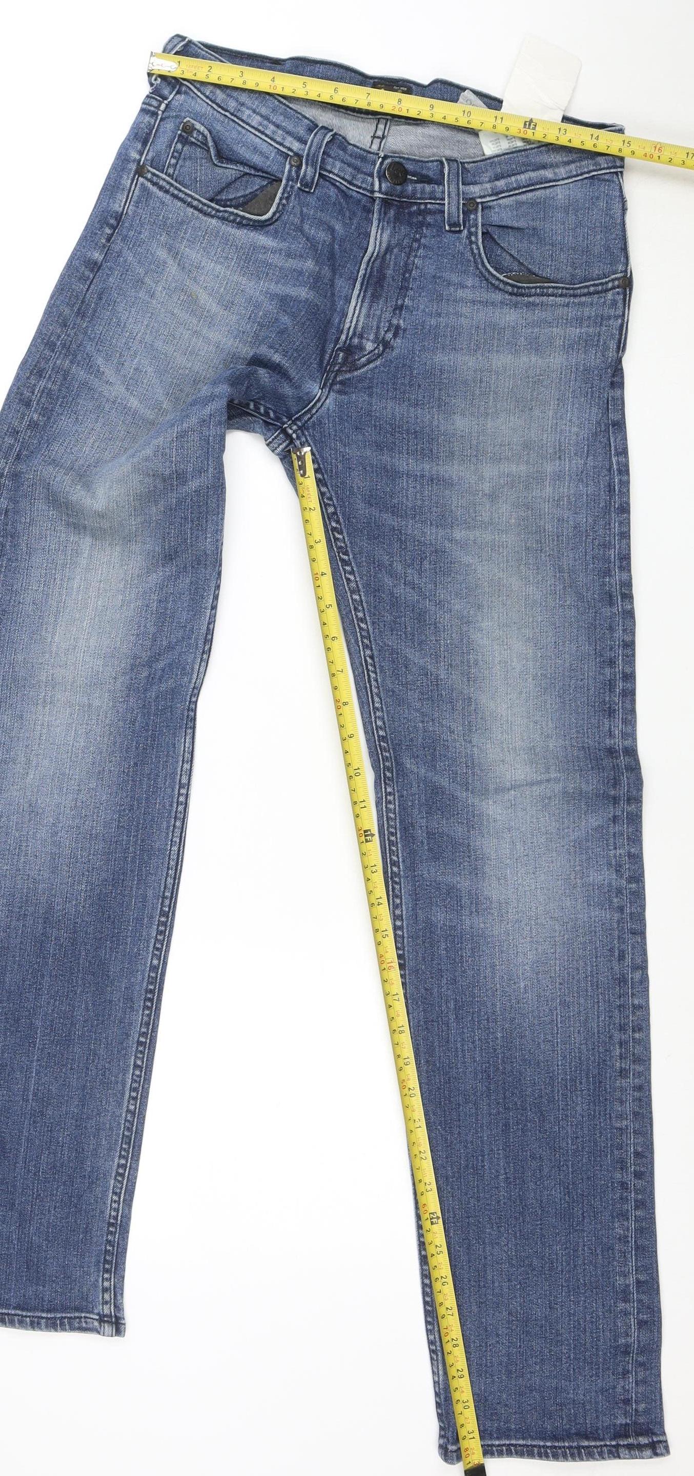 Lee Men's Blue Straight Leg Denim Jeans 29W 34L Regular Fit