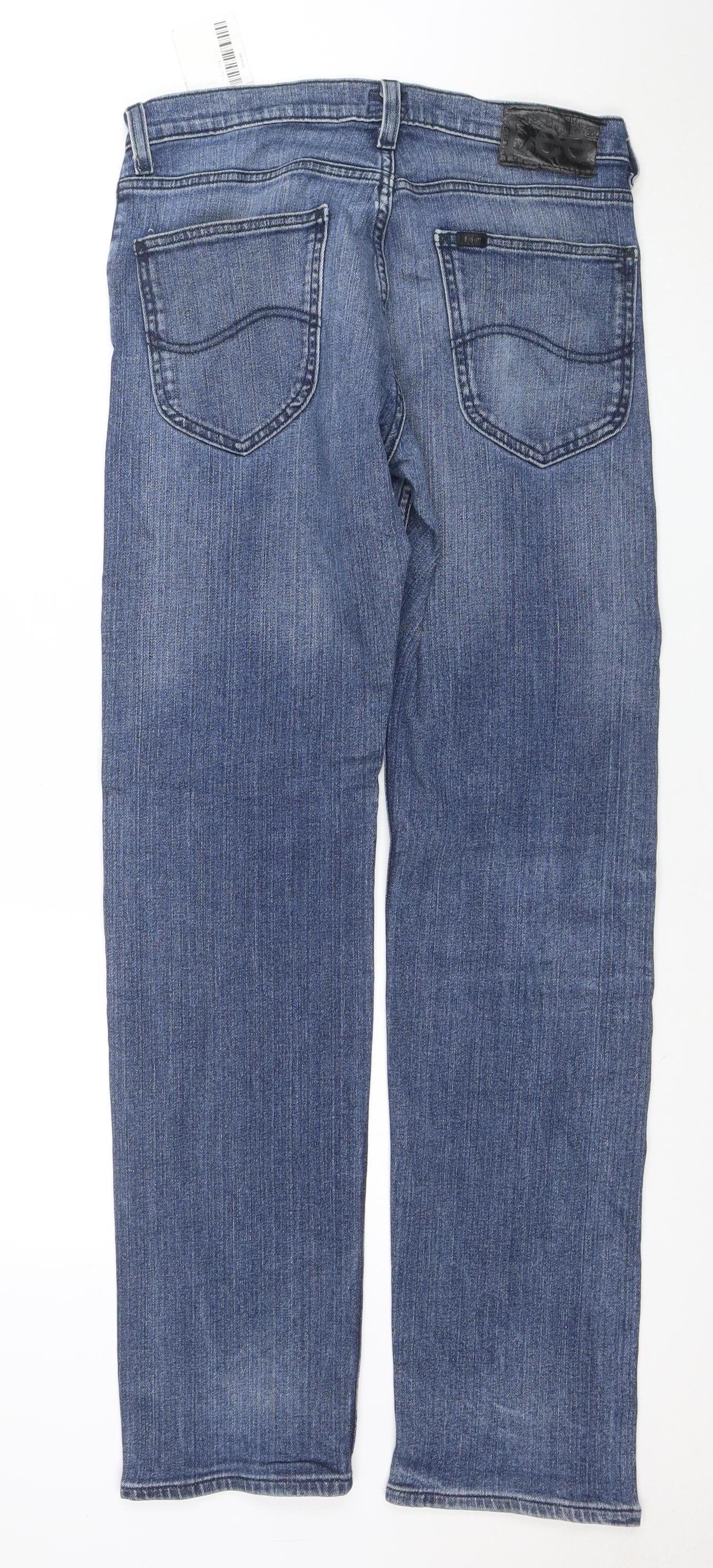 Lee Men's Blue Straight Leg Denim Jeans 29W 34L Regular Fit