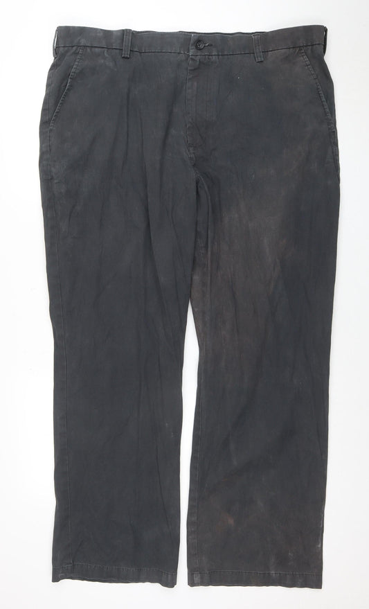 Croft & Barrow Men's Black Chino Trousers 42x32 Regular Fit Cotton Blend
