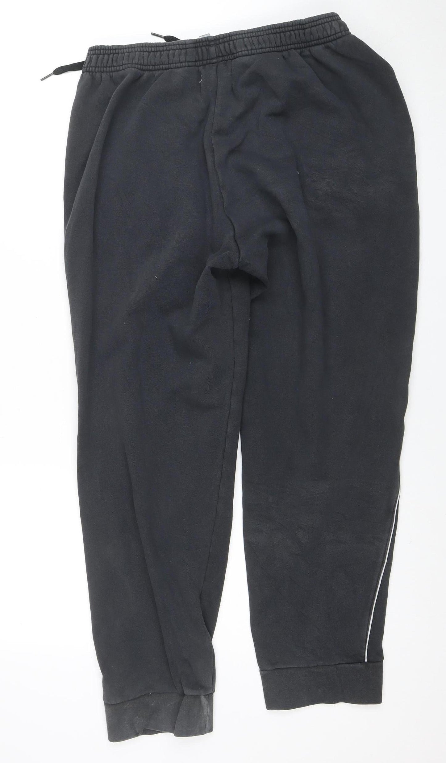 adidas Men Black L Jogger Fleece Trousers with Drawstring Waist