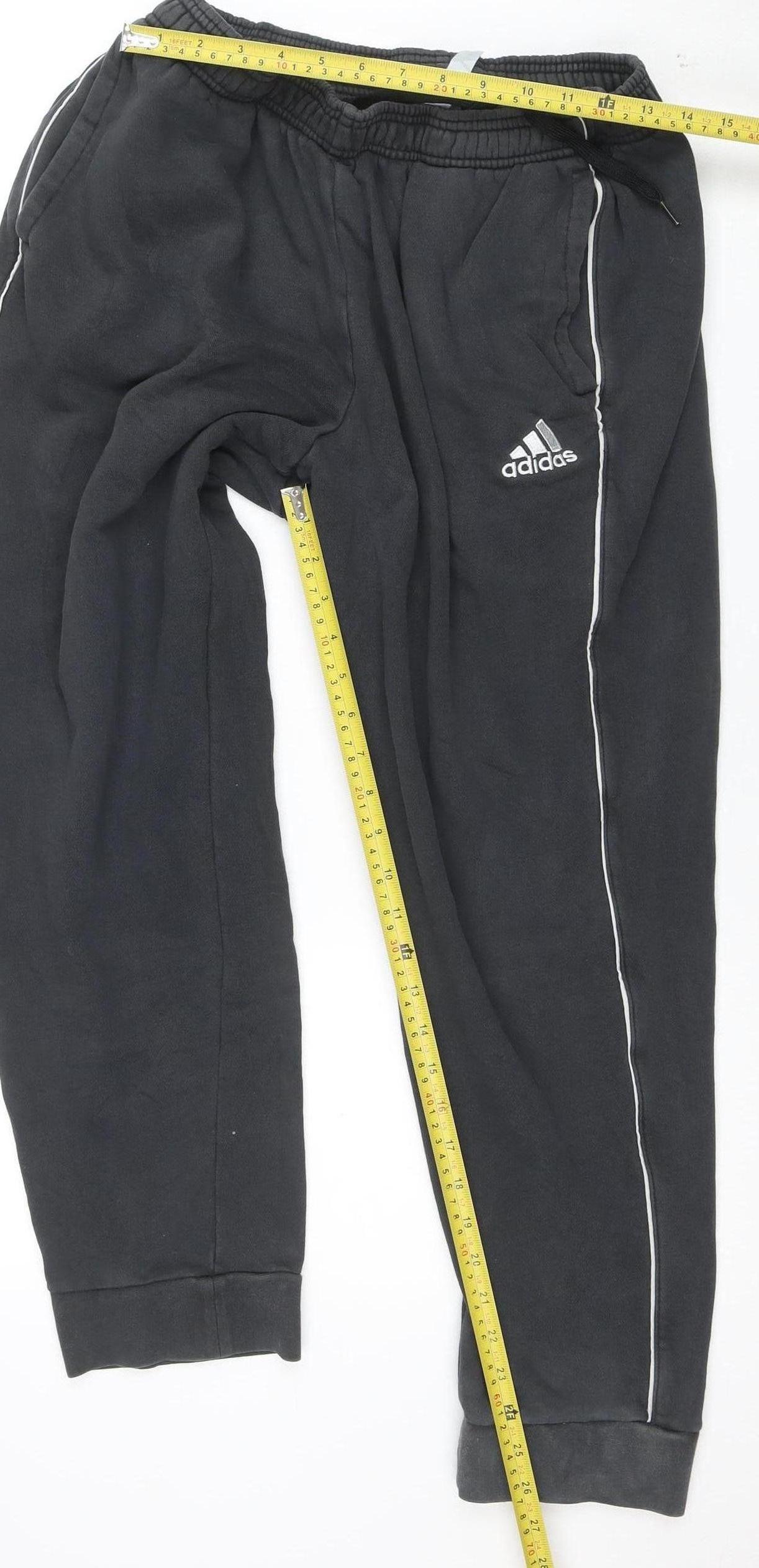 adidas Men Black L Jogger Fleece Trousers with Drawstring Waist