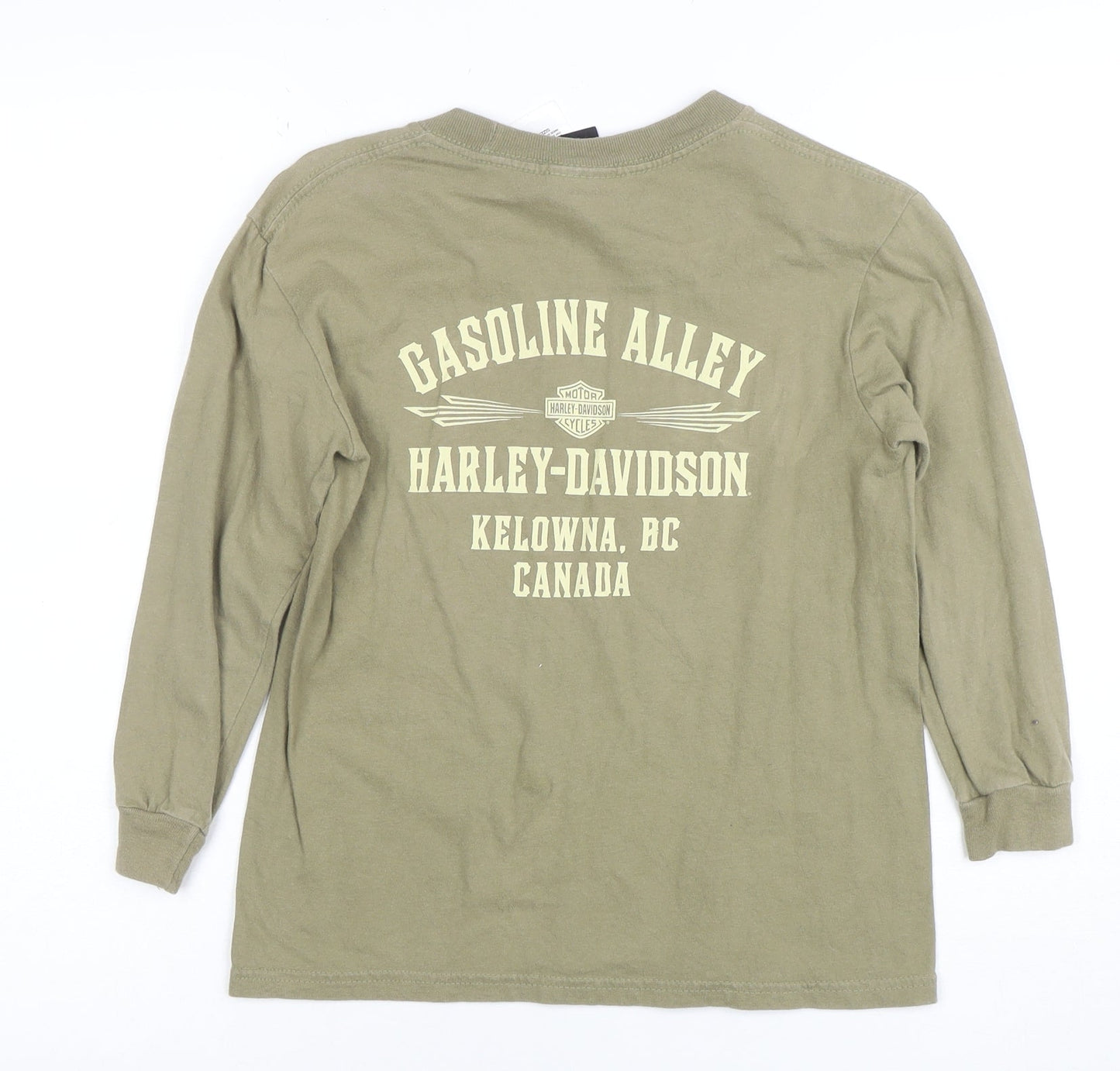 Harley-Davidson Boys Green Long Sleeve Pullover Hoodie Size S 100% Cotton
