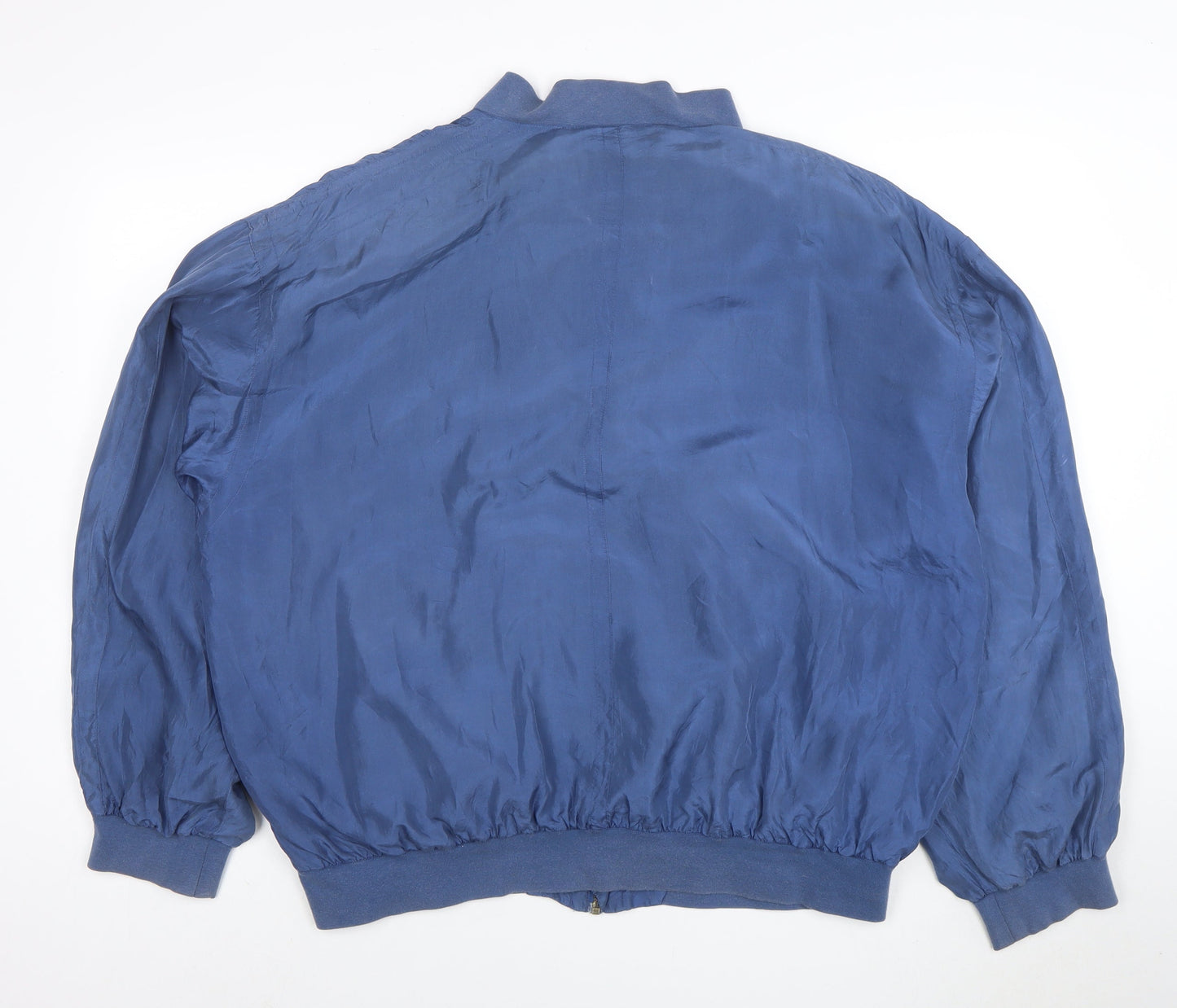 Affiniti Men's Blue Silk Bomber Jacket L Lightweight Vintage