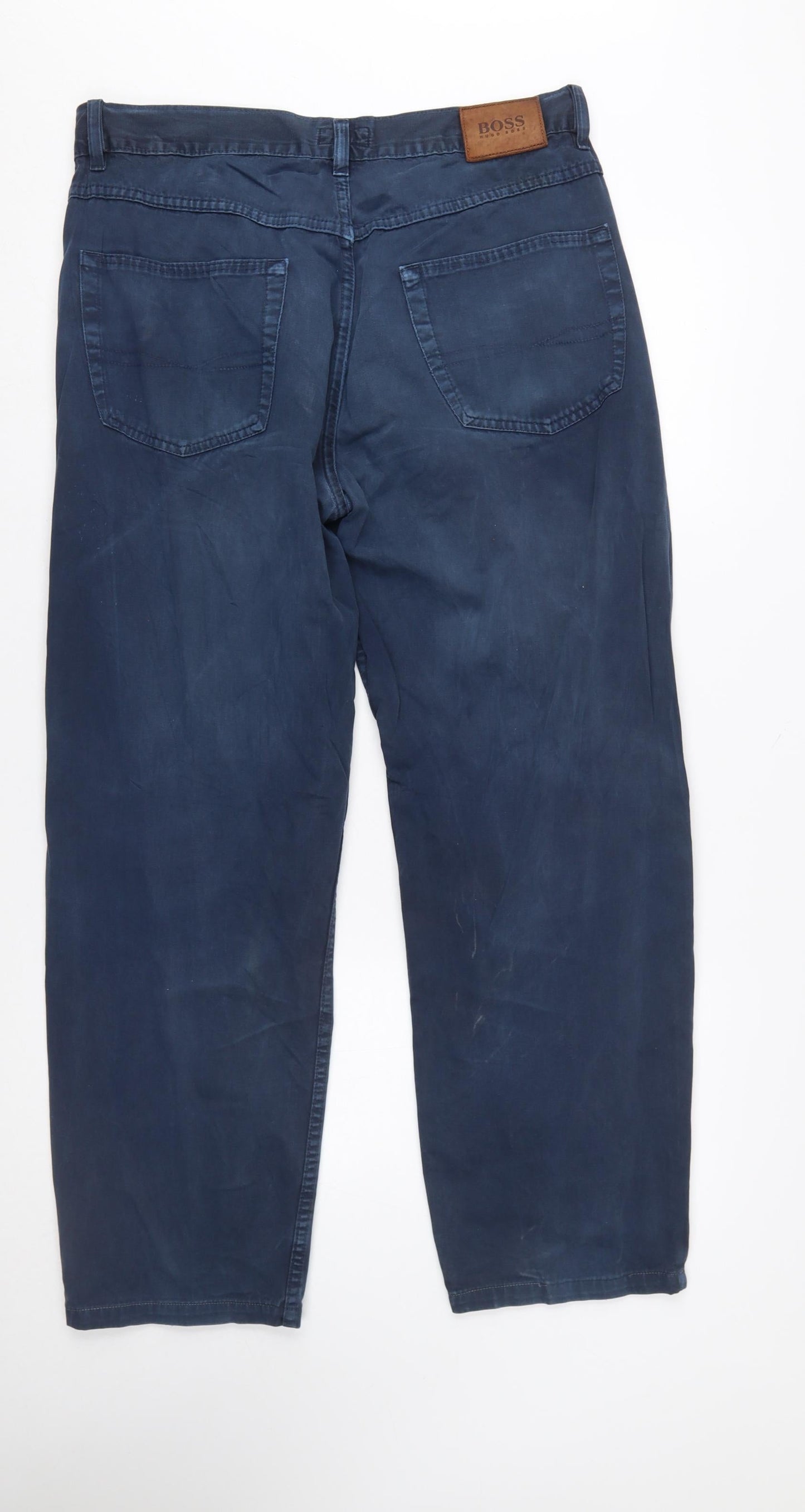 Hugo Boss Men's Blue Cotton Chino Trousers W35 L Regular Fit