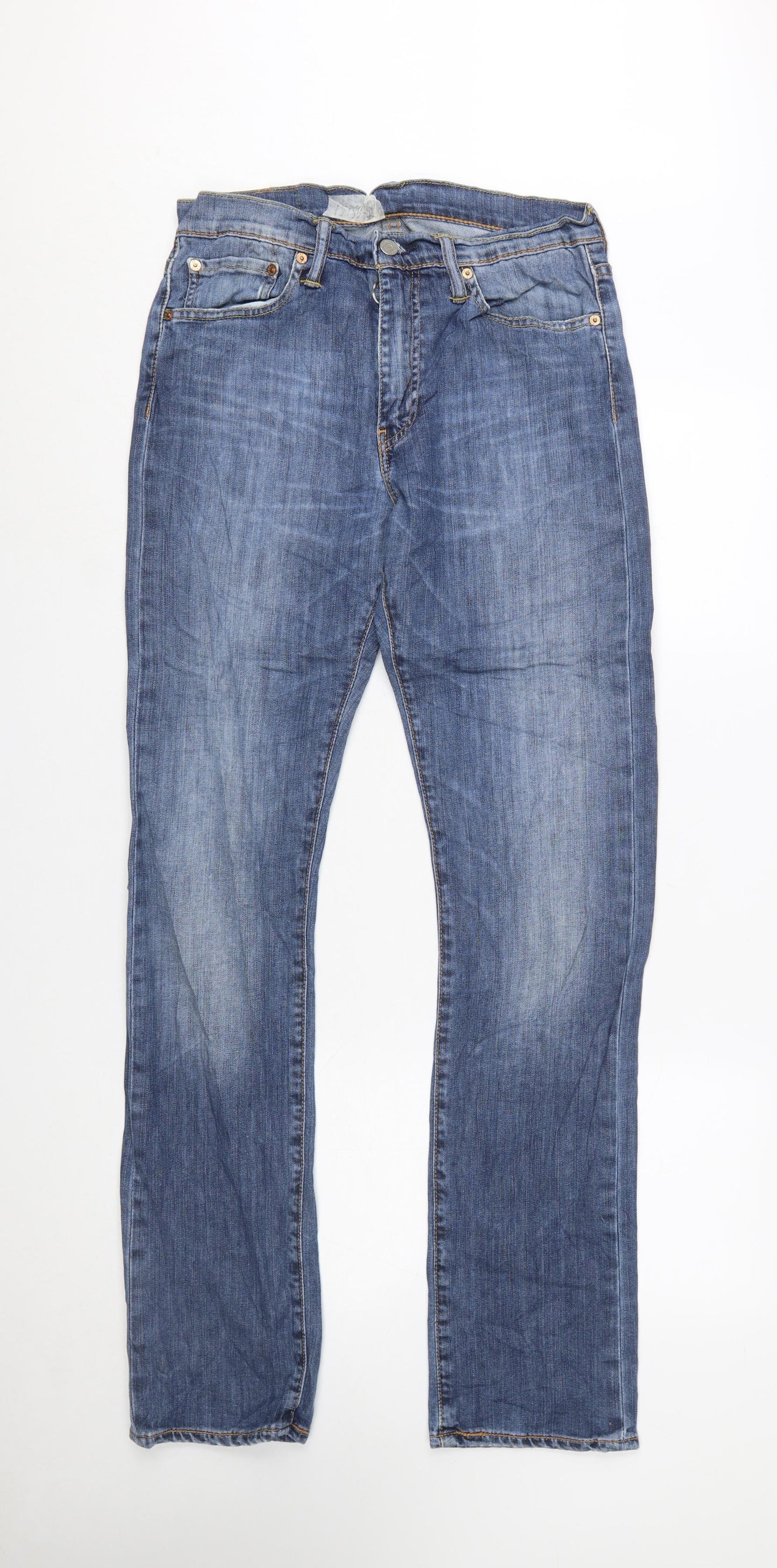 Levi’s Men Blue Straight Denim Jeans W31 L34 Classic Mid Wash