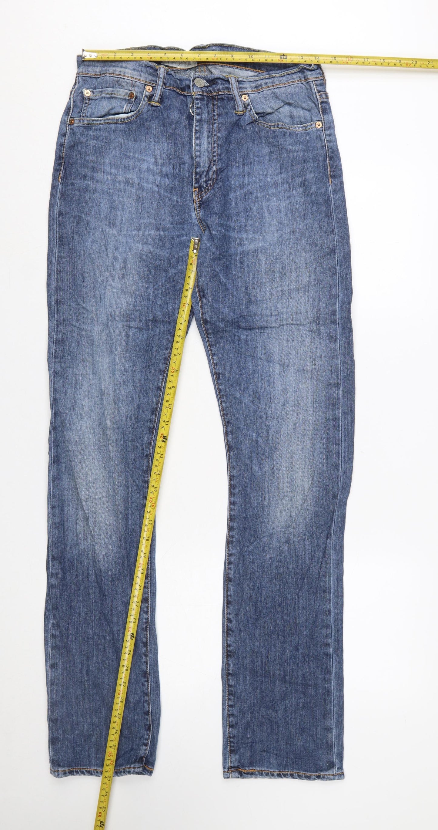 Levi’s Men Blue Straight Denim Jeans W31 L34 Classic Mid Wash