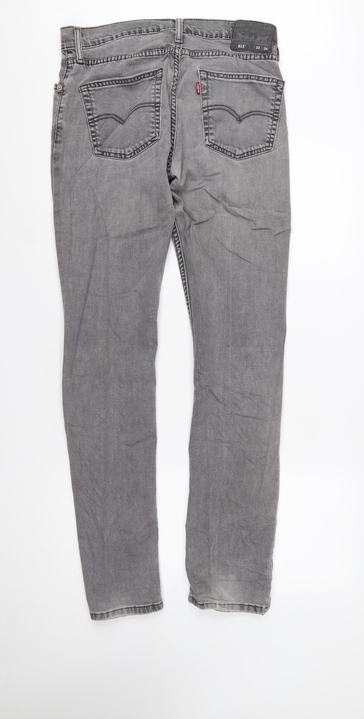 Levi’s 511 Men's Grey Slim Fit Jeans W33 L34 Cotton Denim