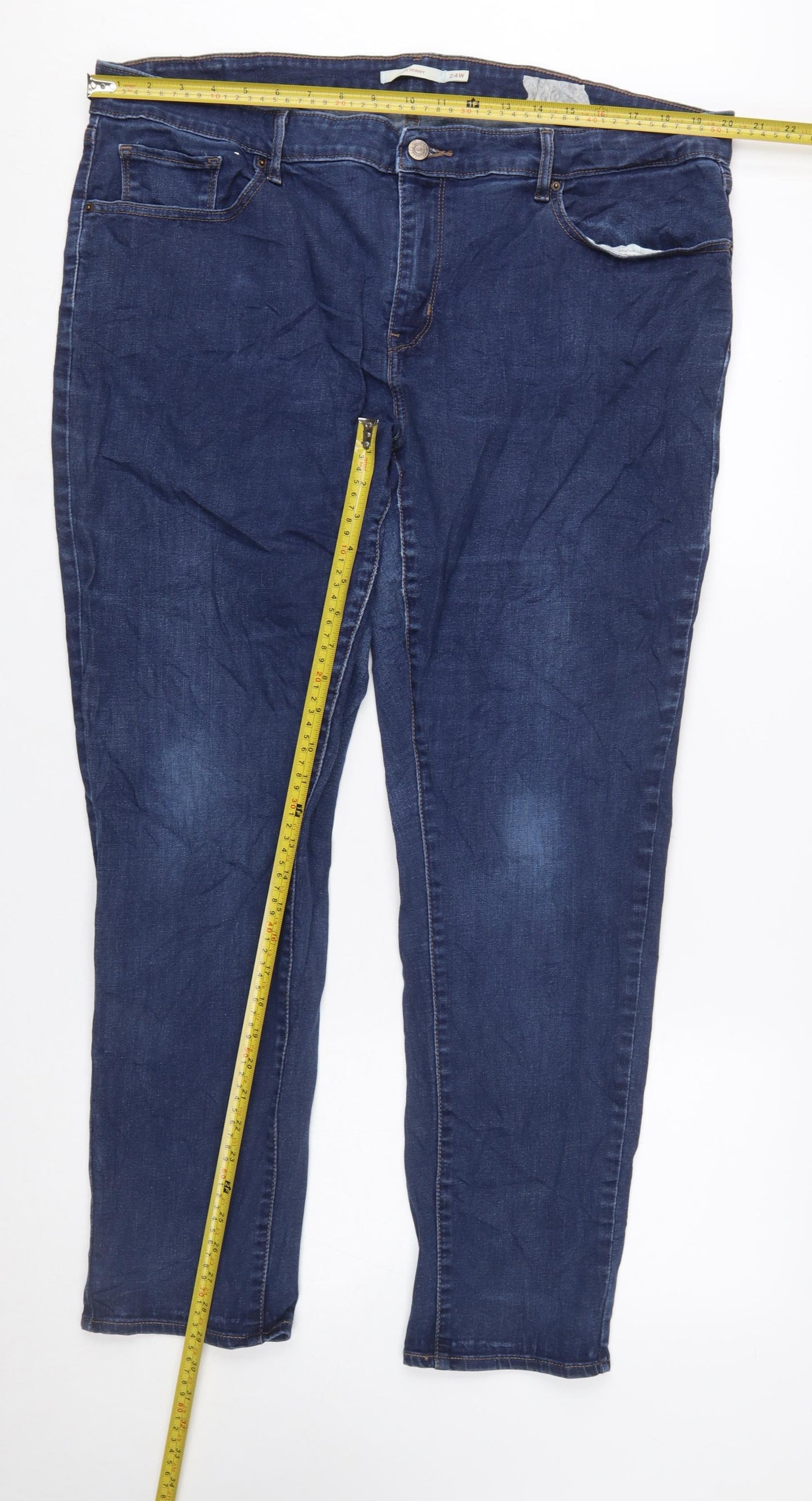 Levi's Women's Blue 711 Skinny Jeans Size 24W Plus Denim Mid Rise
