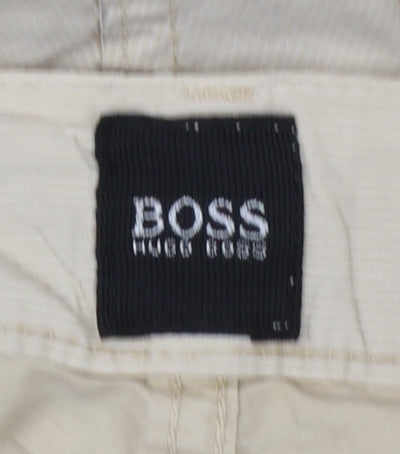 Hugo Boss Men's Beige Striped Poplin Chino Trousers W36 L34