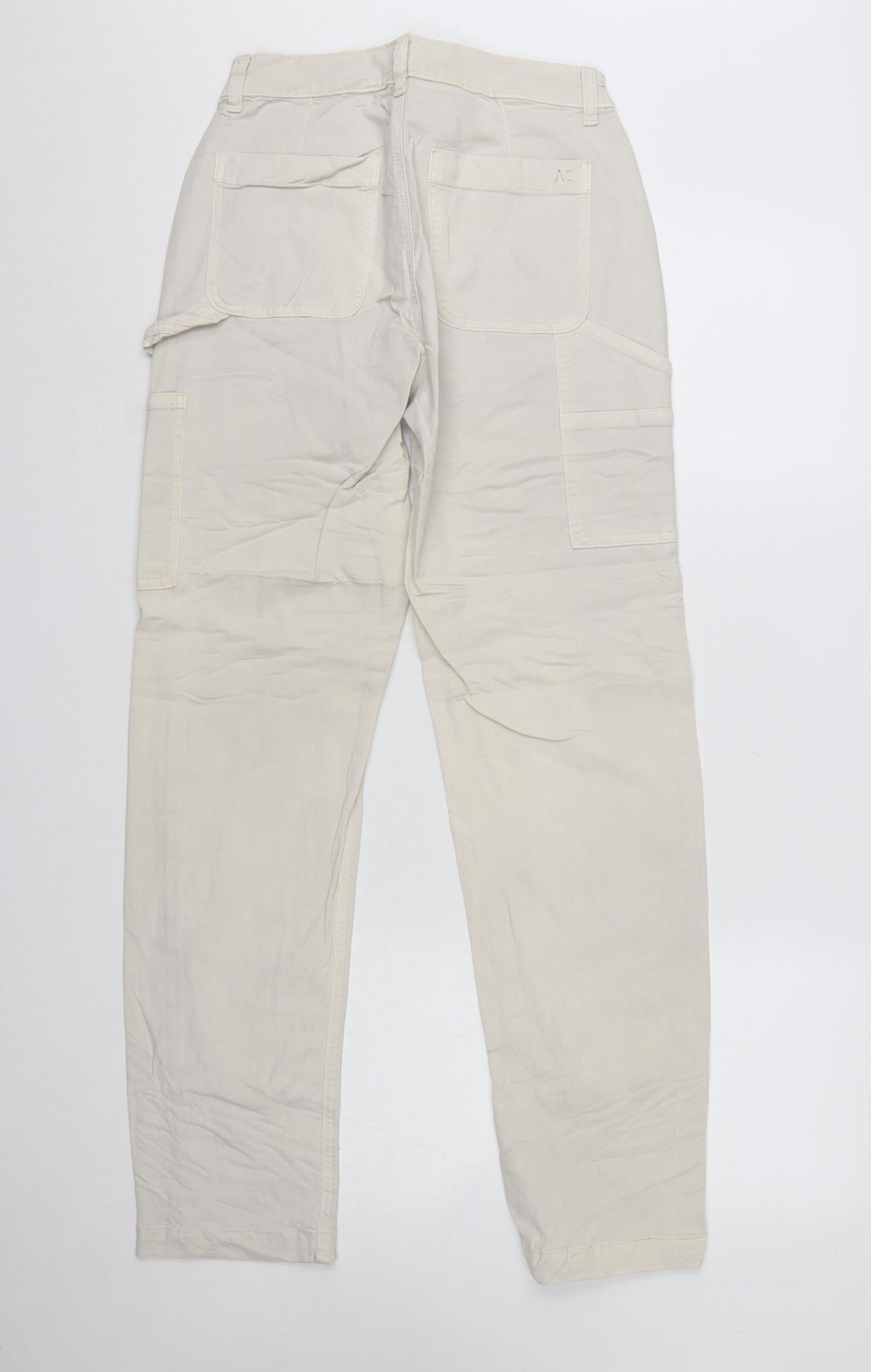 American Eagle Womens Beige Cargo Trousers Size 4 Regular Stretch Cotton Twill