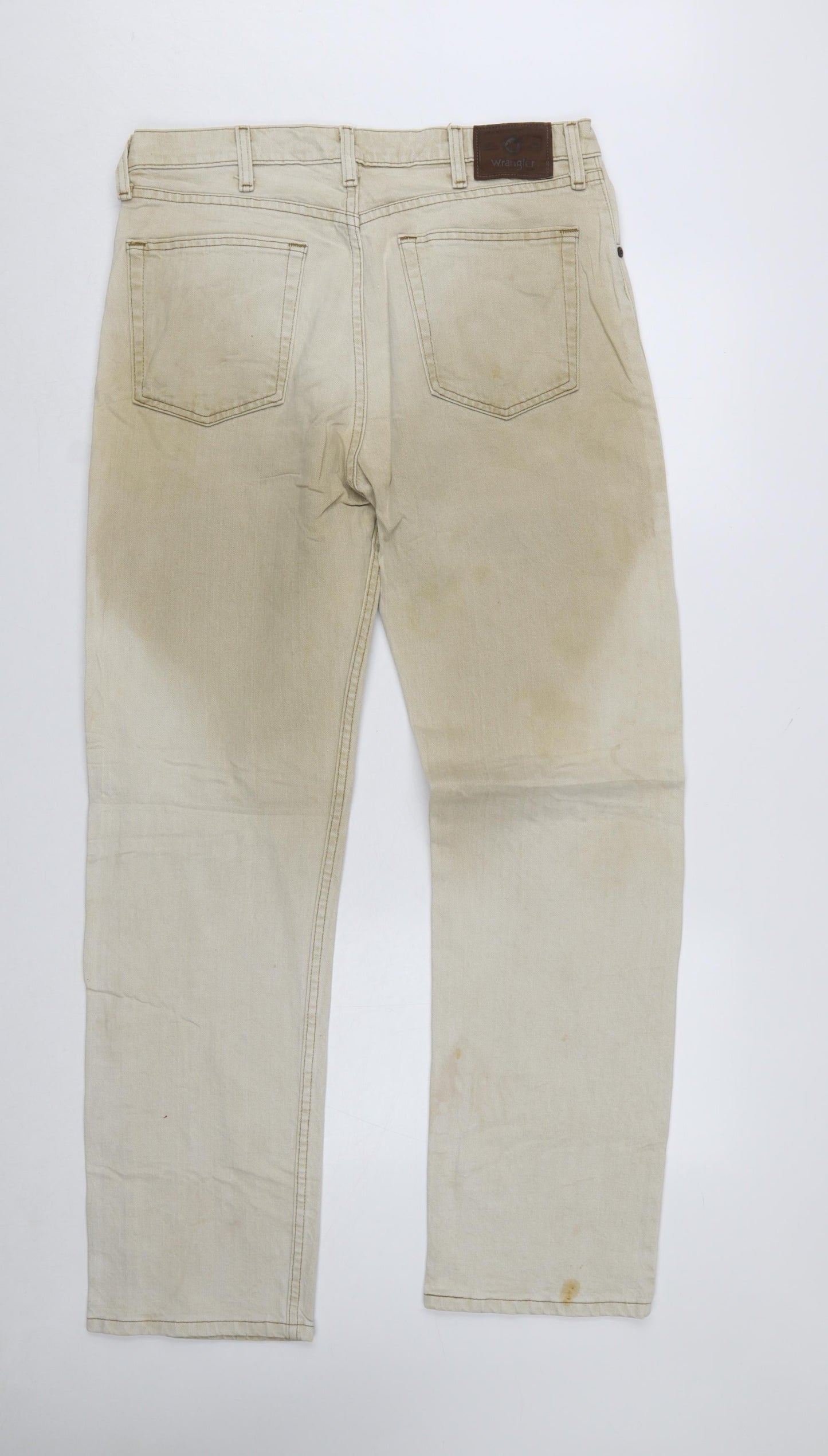 Wrangler Men's Beige Regular Fit Straight Leg Jeans 34x32