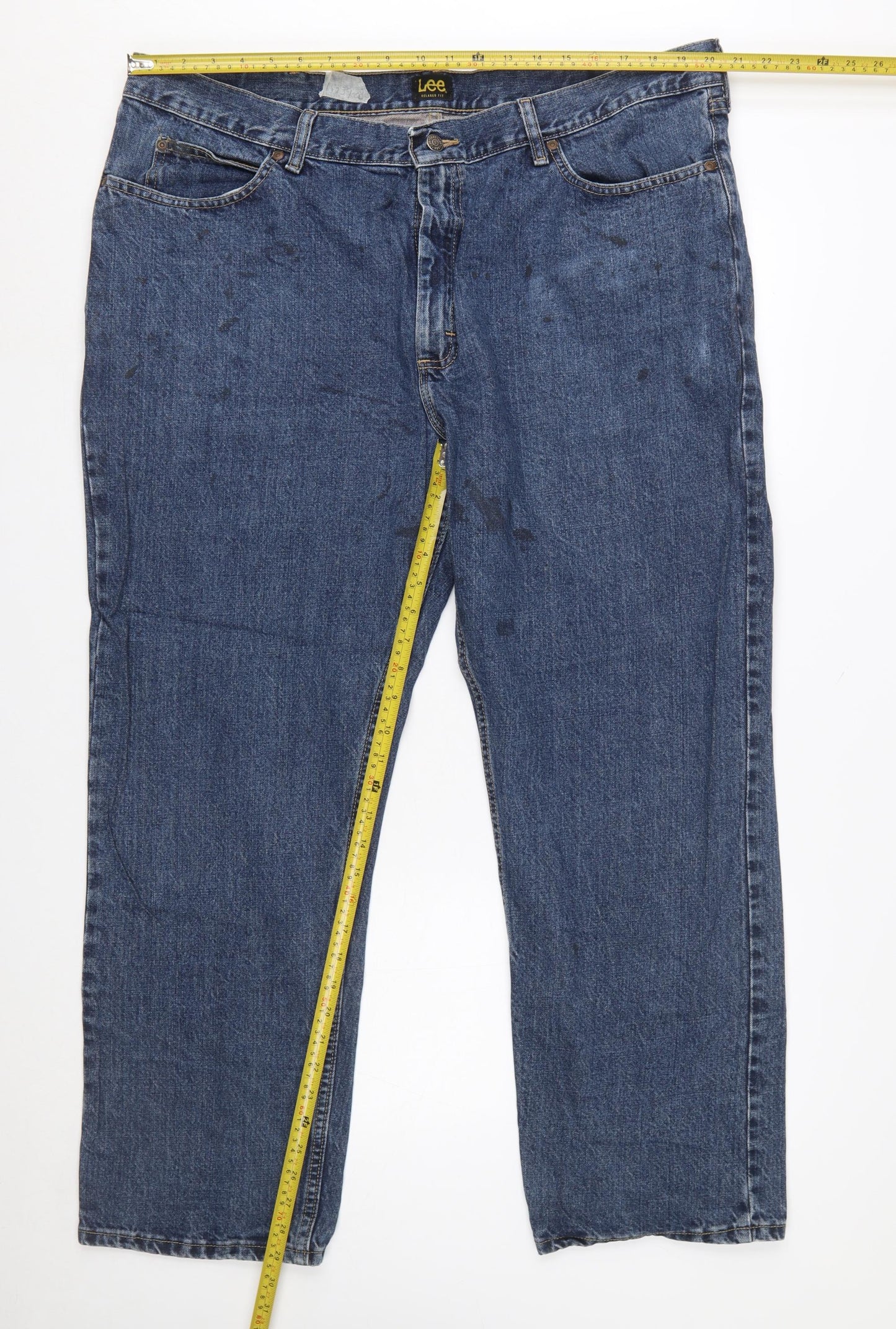 Lee Men's Blue Relaxed Fit Straight Leg Jeans 42x30 Denim
