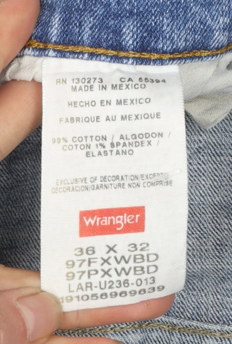 Wrangler Men's Blue Straight Leg Stretch Denim Jeans 36x32