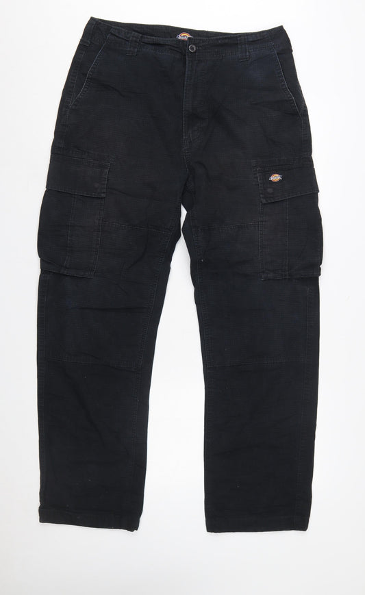 Dickies Men's Black Cargo Workwear Trousers W31 Regular Cotton Blend