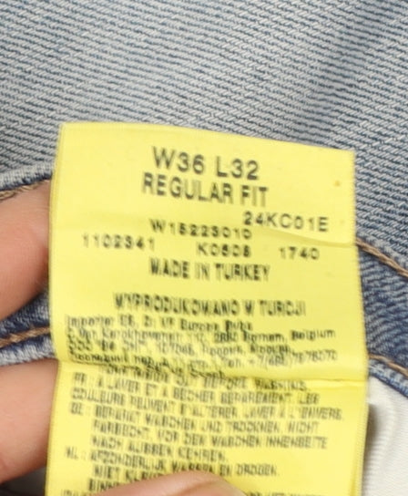 Wrangler Mens Blue Regular Fit Straight Denim Jeans W36 L32