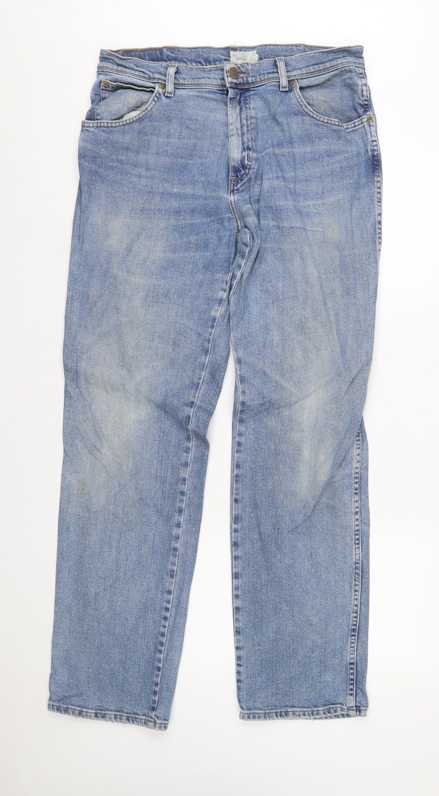 Wrangler Men's Blue Regular Fit Straight Denim Jeans 34W 32L