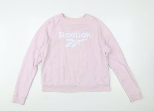 Reebok Women's Pink Crew Neck Pullover Sweatshirt Size L 16-18