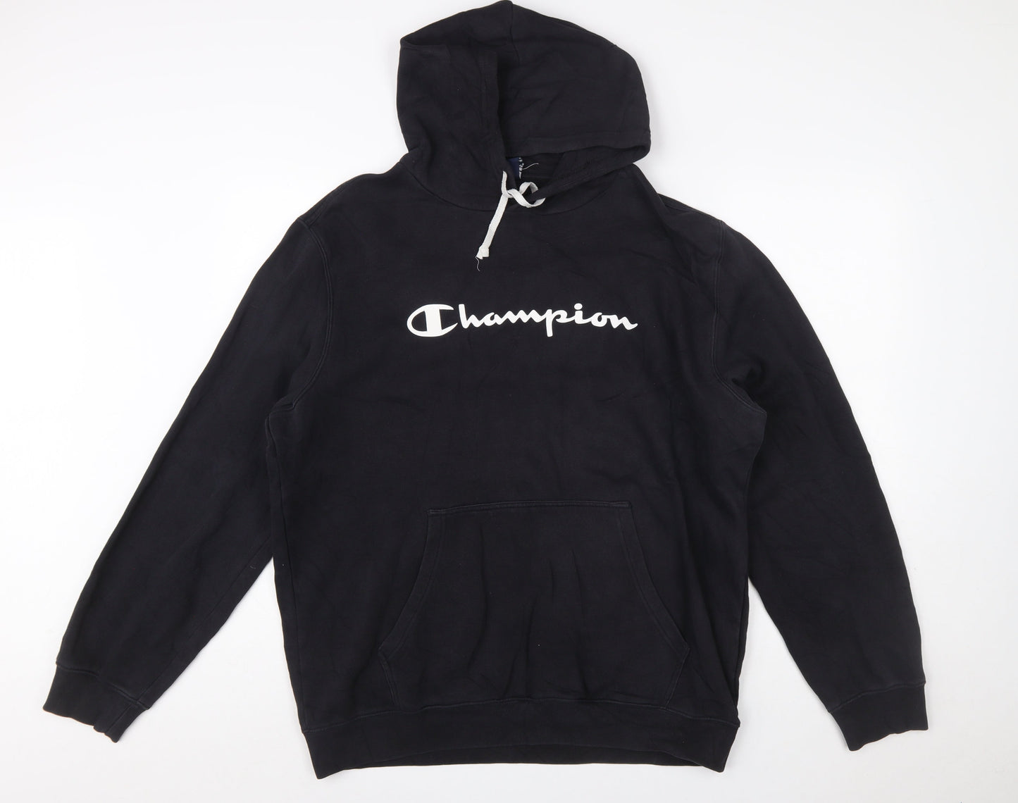 Champion Men's Black 2XL Pullover Hoodie with Logo Print