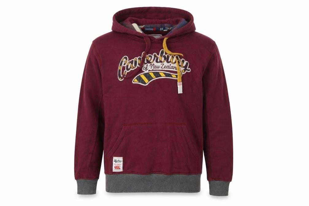 Canterbury Men's Red Pullover Hoodie L Rugby Embroidered Sports