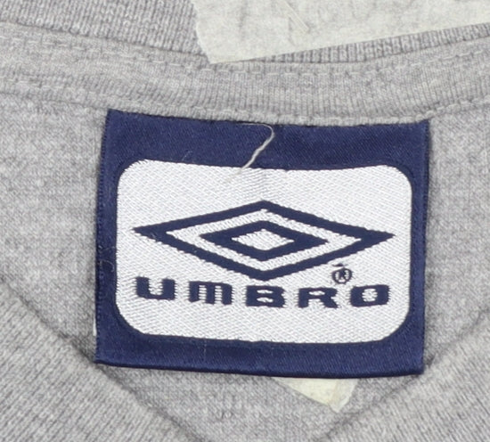 Umbro Mens Grey XL V-Neck Sports T-Shirt Lightweight Cotton