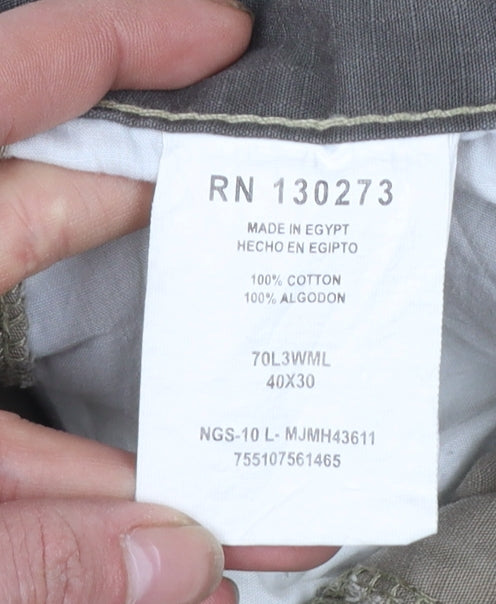 Wrangler Men's Beige Cargo Trousers 40x30 Cotton Relaxed Fit