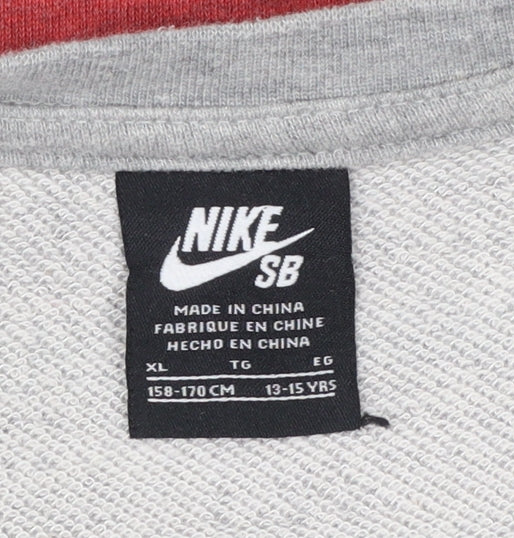 Nike Boys Red Grey Striped Pullover Sweatshirt XL 13-15 Years