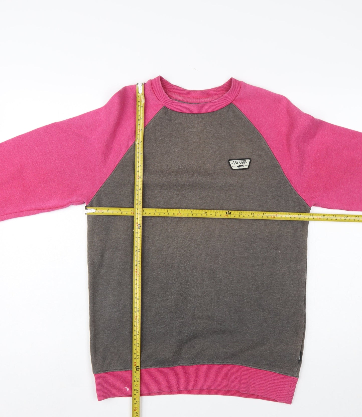 Vans Womens XS Pink & Grey Pullover Sweatshirt Raglan Sleeve