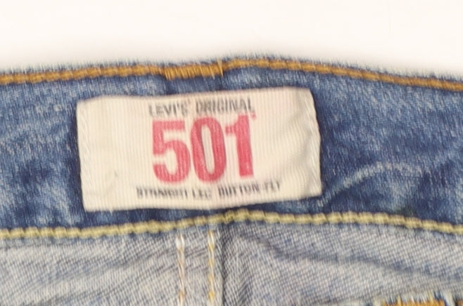 Levi's 501 Women's Blue Floral Painted Straight Denim Jeans W32 L30