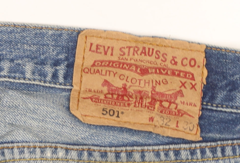 Levi's 501 Women's Blue Floral Painted Straight Denim Jeans W32 L30
