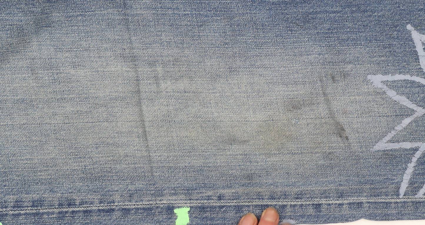 Levi's 501 Women's Blue Floral Painted Straight Denim Jeans W32 L30