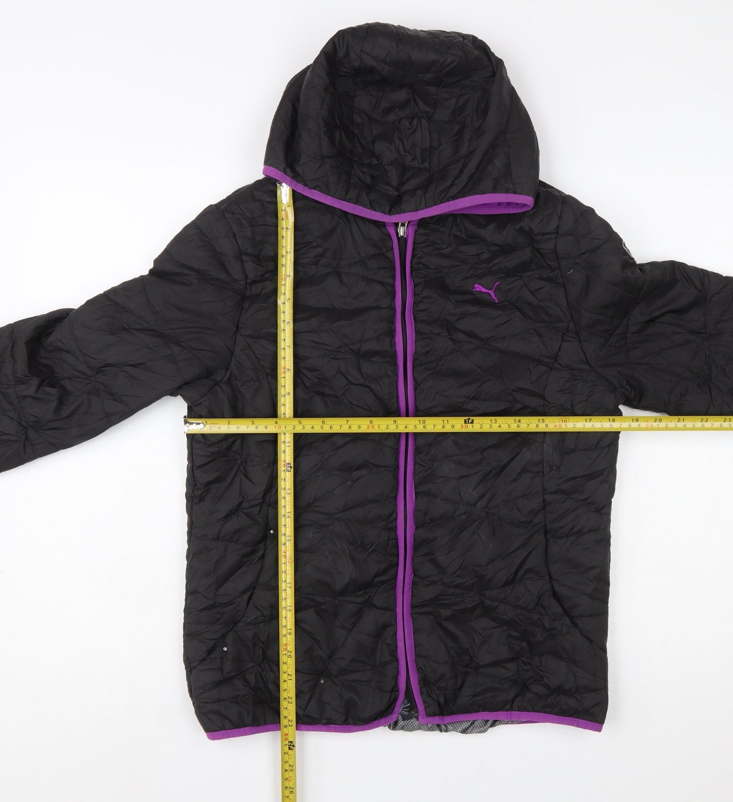 Puma Womens Black Size 12 Hooded Puffer Jacket