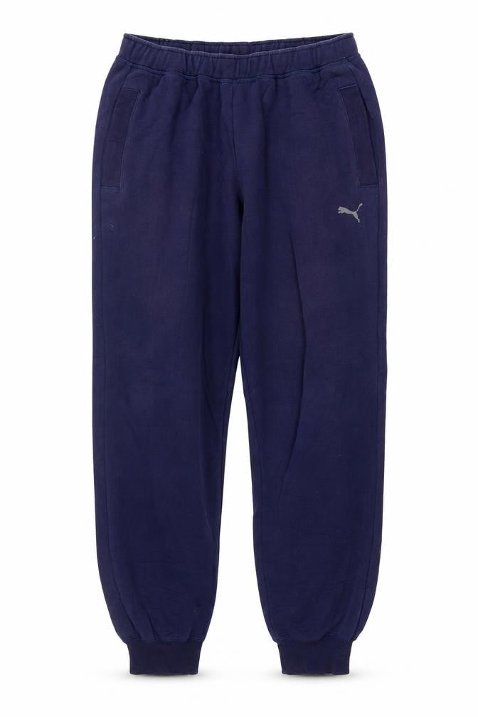 Puma Men Blue Medium Sweatpants Logo Tapered Cotton Blend