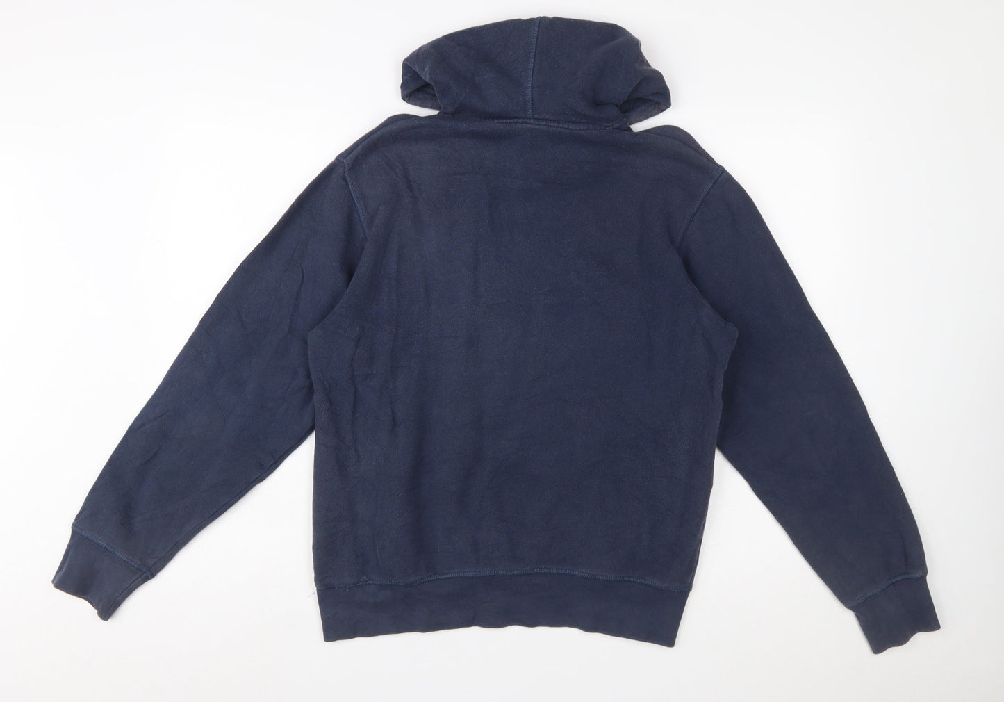 Reebok Men Blue Pullover Hoodie S Regular Fit Fleece Logo Sportswear