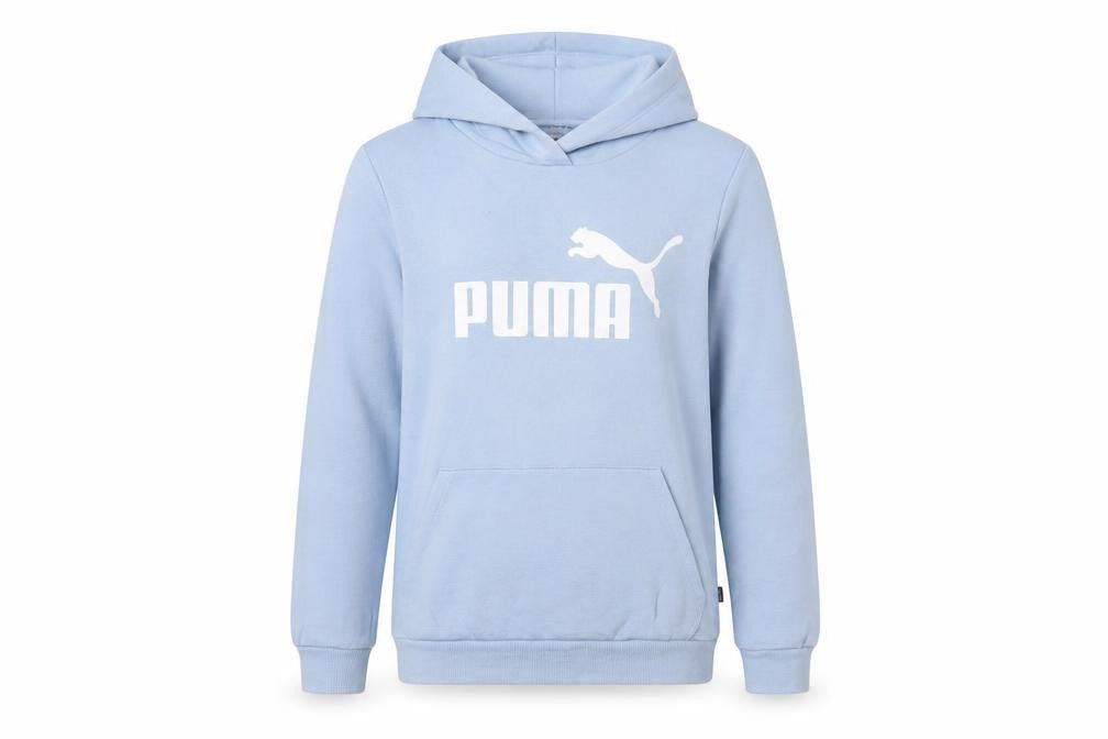Puma Girls Blue Pullover Hoodie 13-14 Years Logo Print Cotton Blend